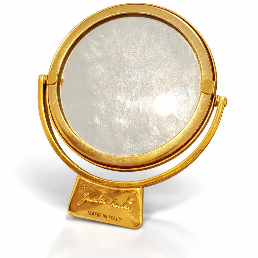 Judith Leiber Vintage Gold Compact Mirror Made in Italy Designer Glam
